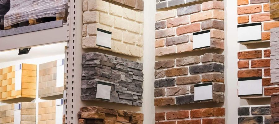 a display of different types of bricks in a store