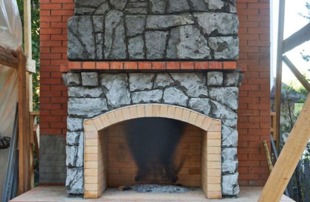 Backyard fireplace in progress