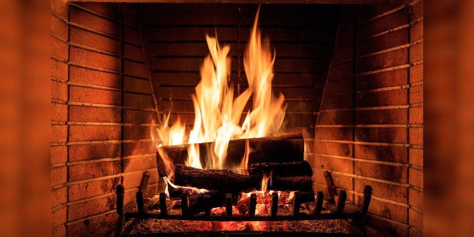 Fireplace chimney with brick