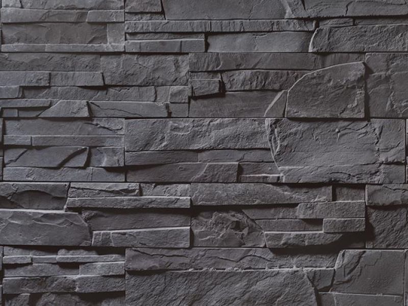 Dark Gray Stone Veneer Wall