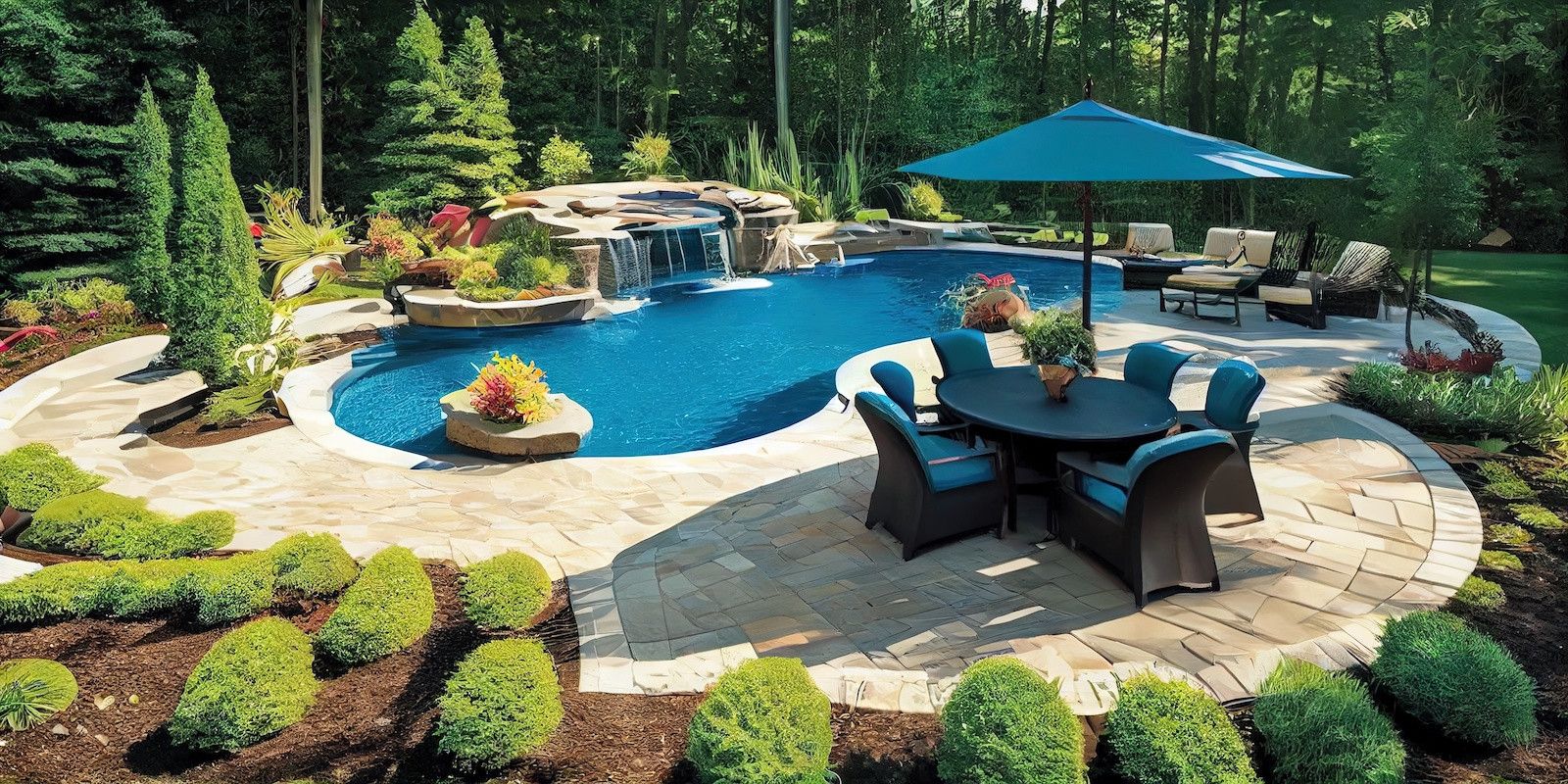 Backyard design with modern pool