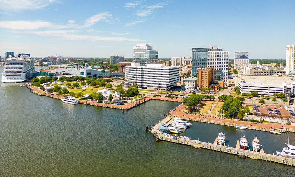 Aerial drone photo of Norfolk VA
