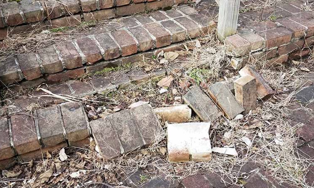 damaged brick steps
