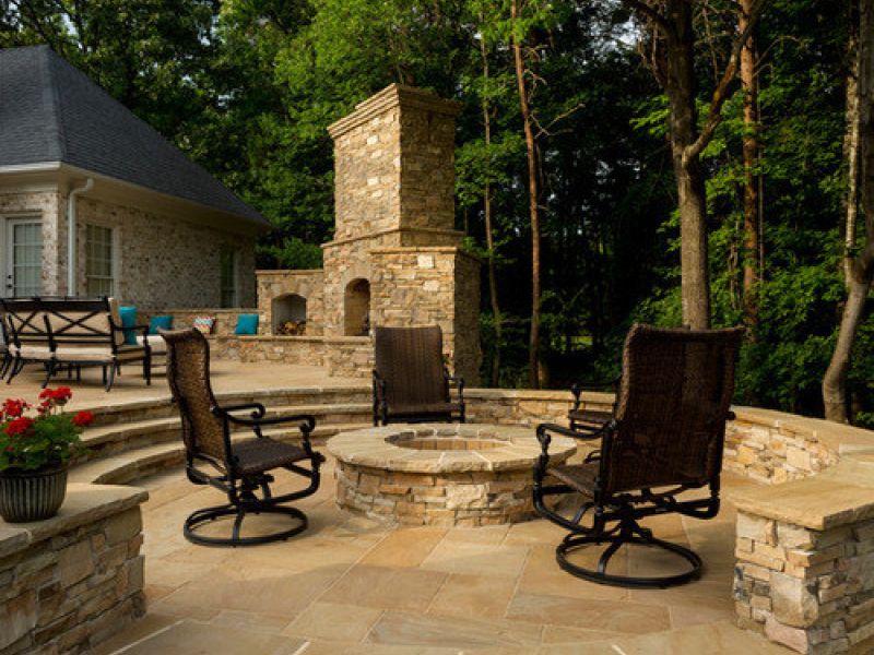 Outdoor Patio With Brick Fire Pits