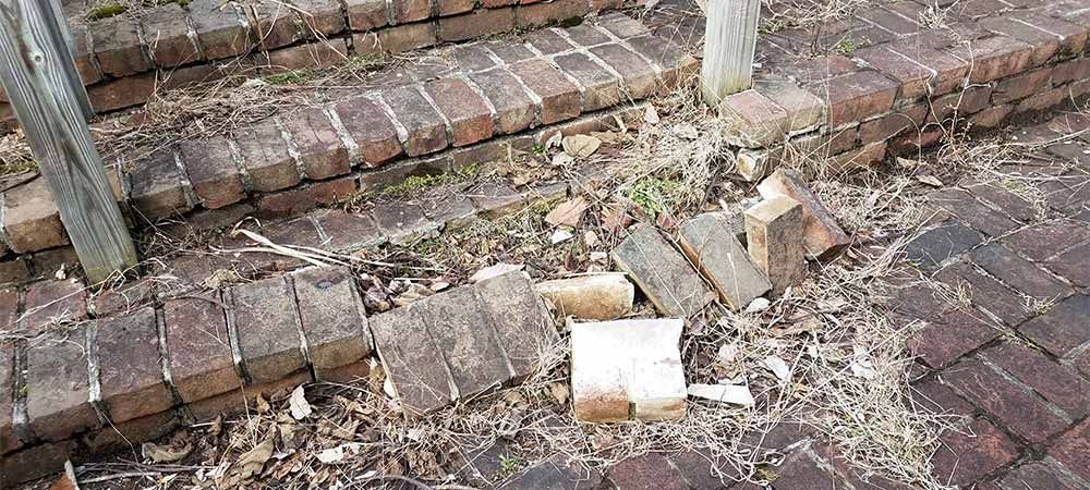 damaged brick steps