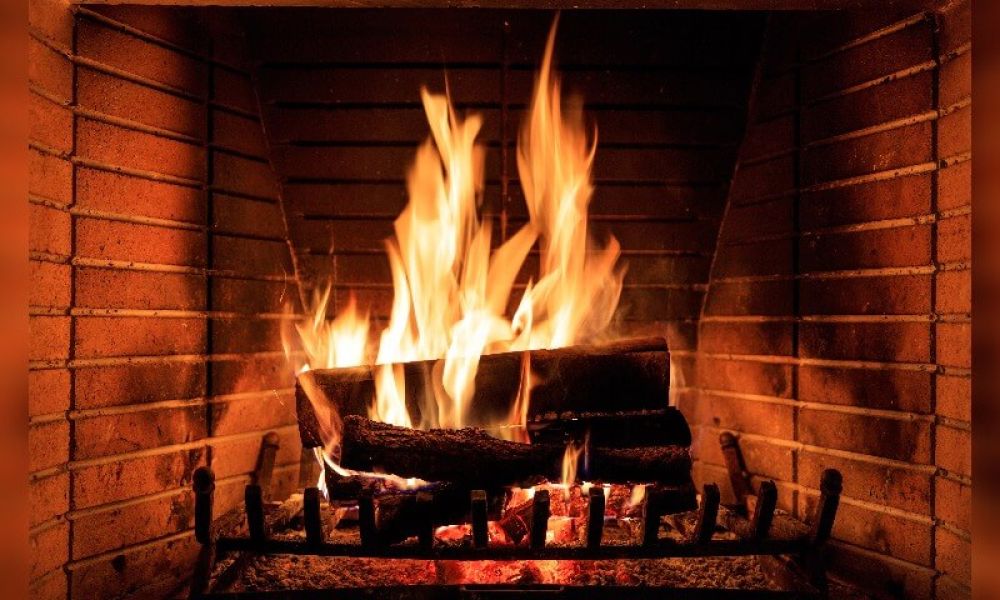 Fireplace chimney with brick