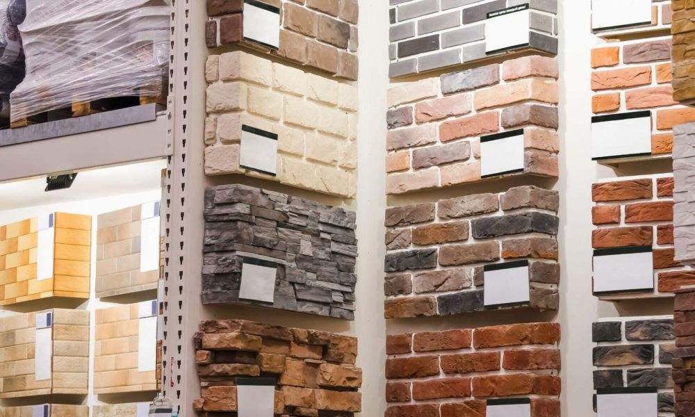 a display of different types of bricks in a store