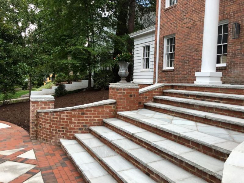 Brick Stairs With Lime Stone Treads
