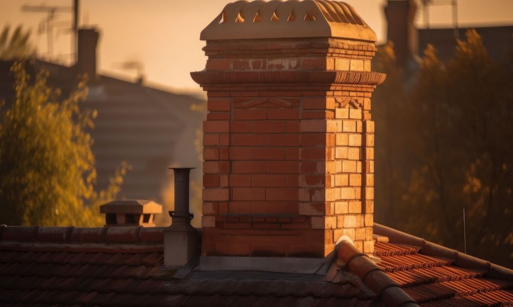 chimney with the morning sun shining through