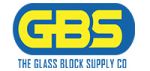 Logo of GBS: The Glass Block Supply Co, with yellow and blue design elements.